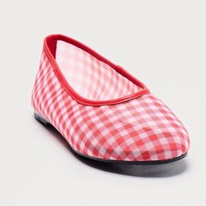 Fashion Nova Red Gingham Ballet Flat